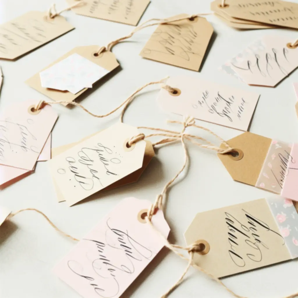 Ręcznie wykonane zawieszki prezentowe ozdobione washi i cienkopisami